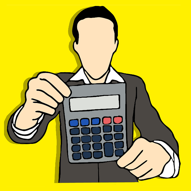 Illustration d'un homme tenant une calculatrice